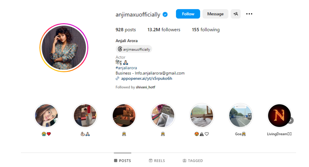 Anjali Arora Instagram 